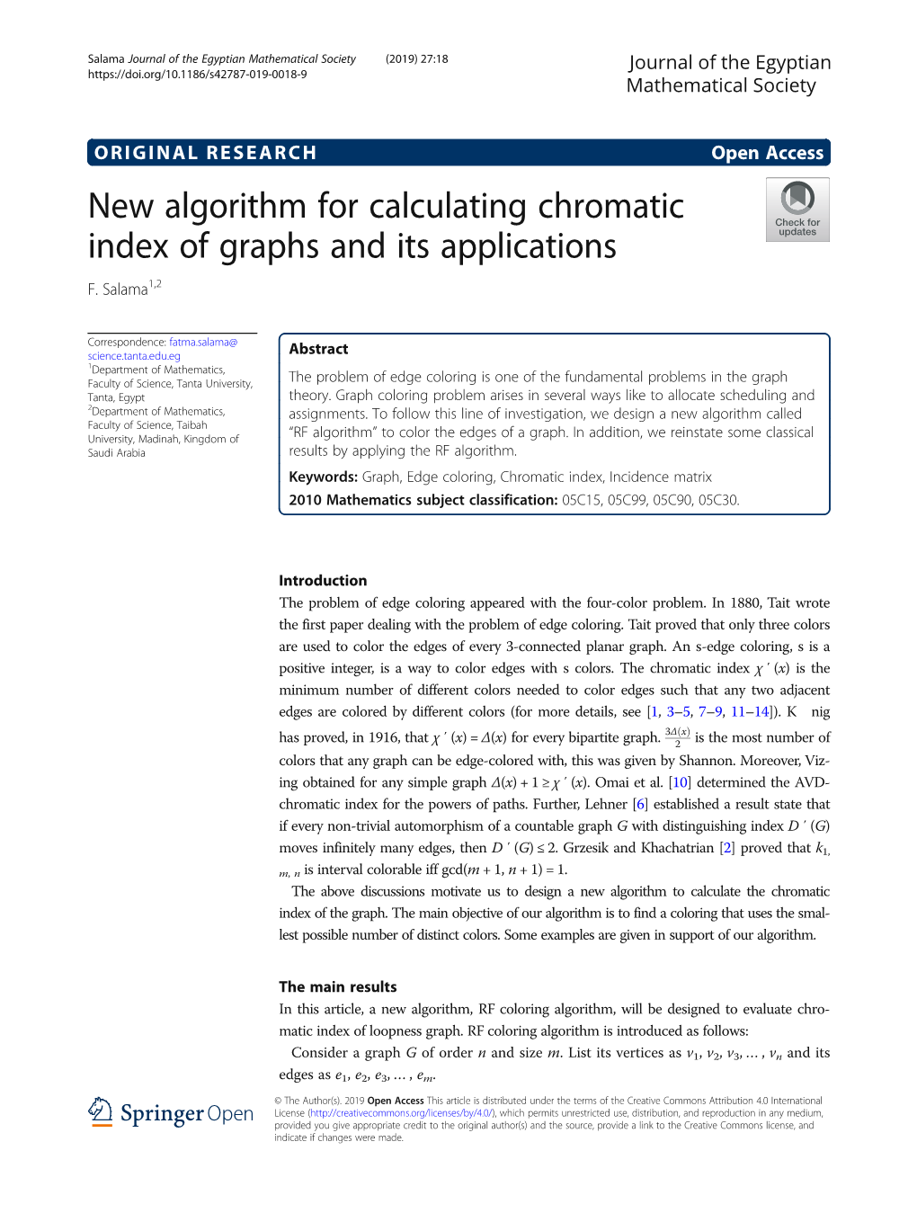 New Algorithm for Calculating Chromatic Index of Graphs and Its Applications F