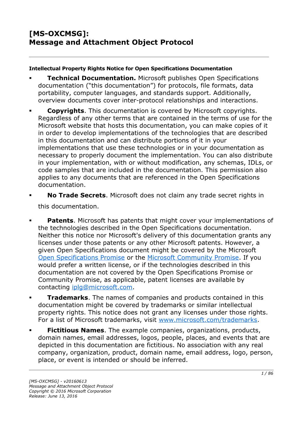 Message and Attachment Object Protocol