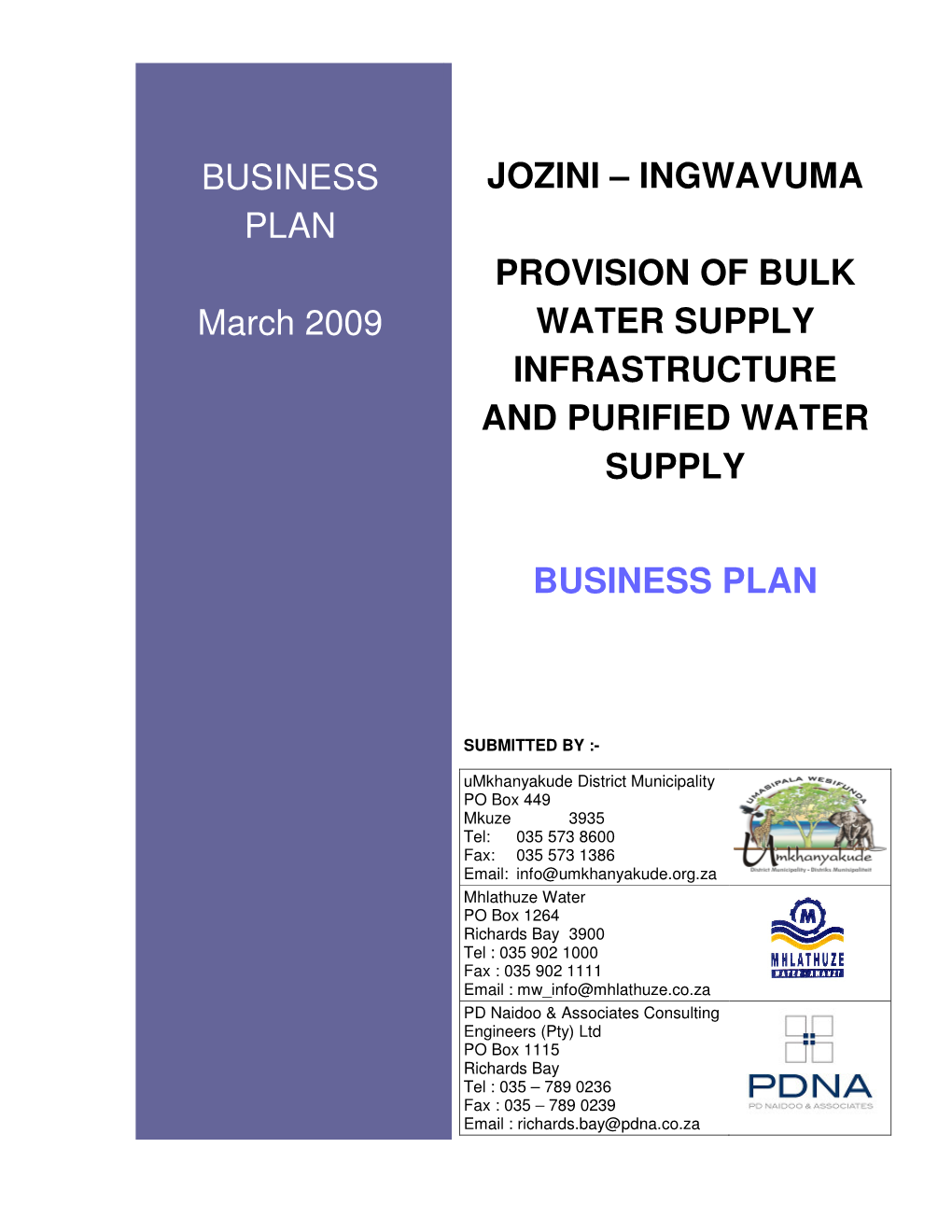 Jozini – Ingwavuma Provision of Bulk Water Supply Infrastructure And