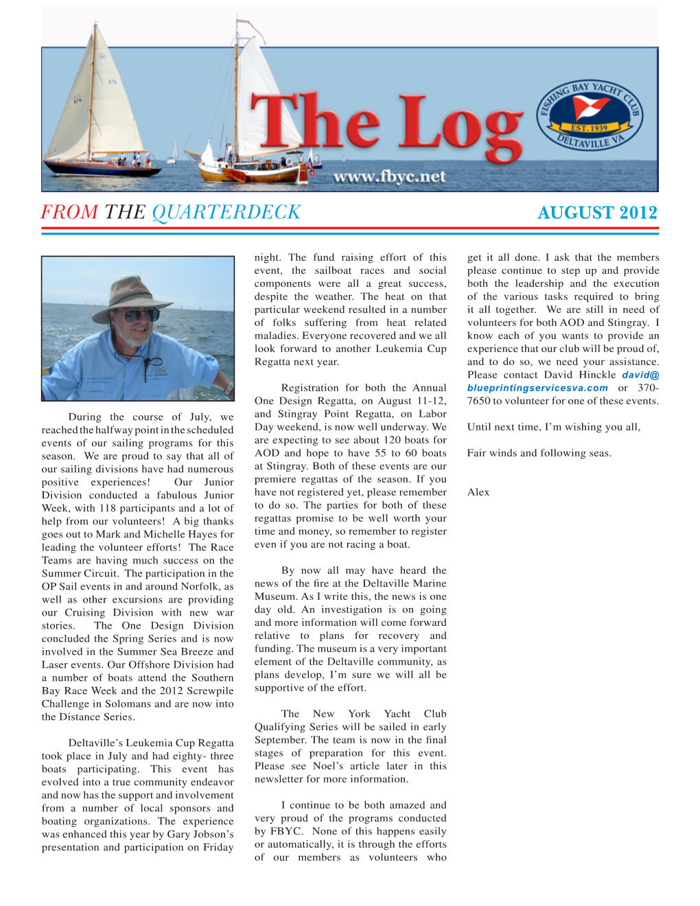 FROM the QUARTERDECK August 2012