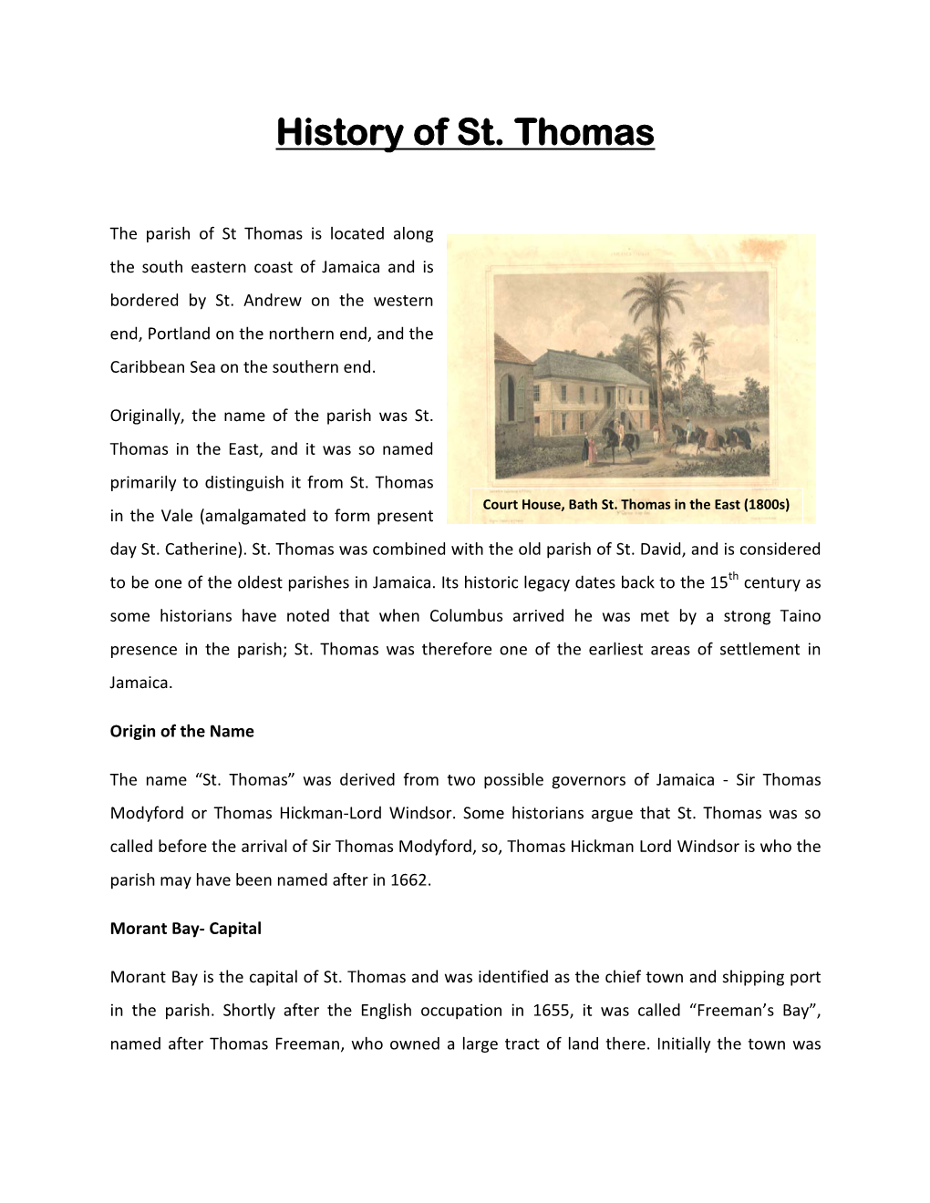 History of St. Thomas