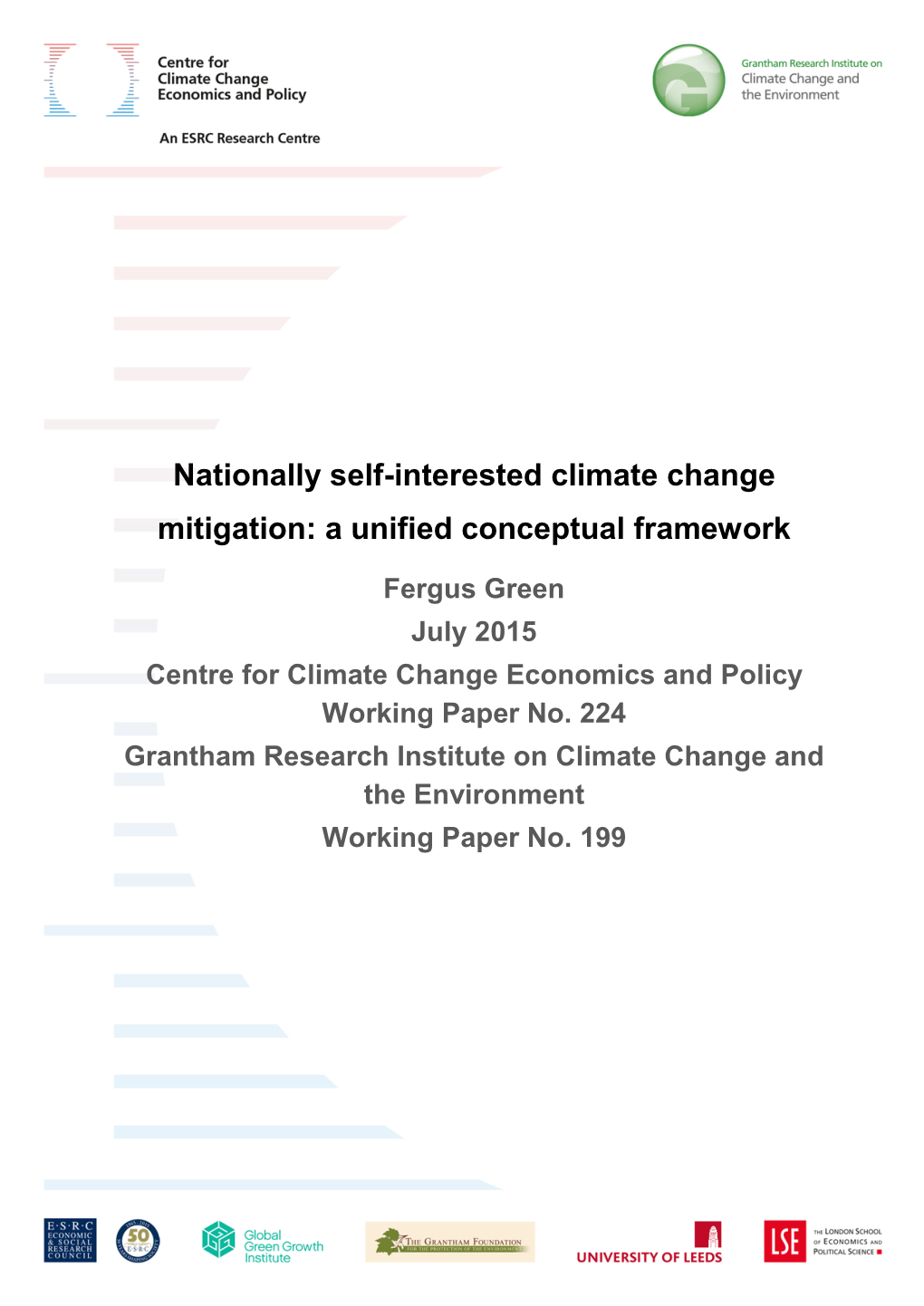Nationally Self-Interested Climate Change Mitigation: a Unified Conceptual Framework