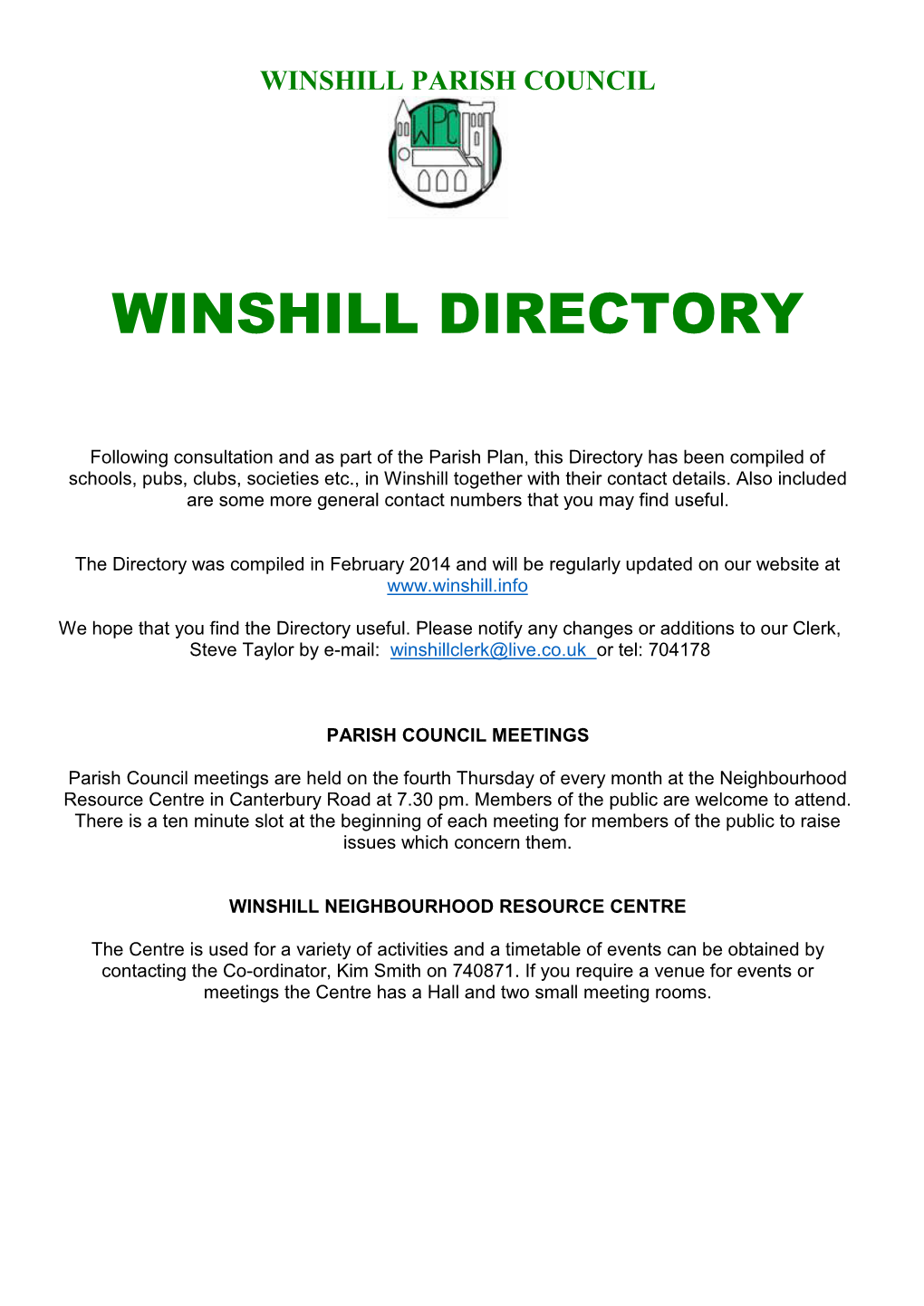 Winshill Directory