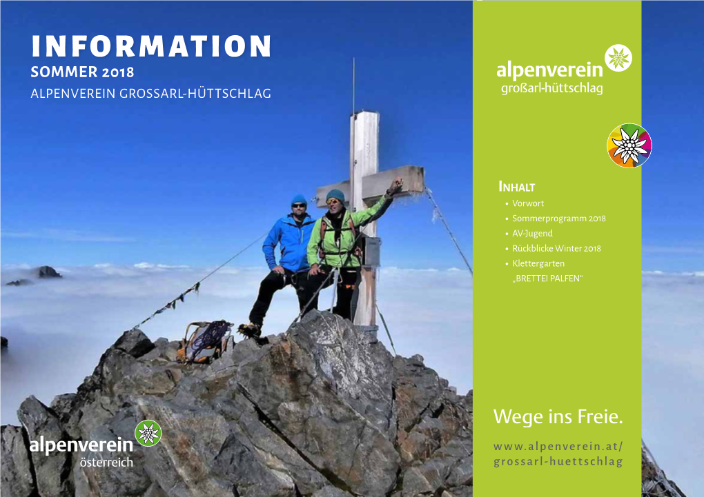 Information Sommer 2018 Alpenverein Grossarl-Hüttschlag