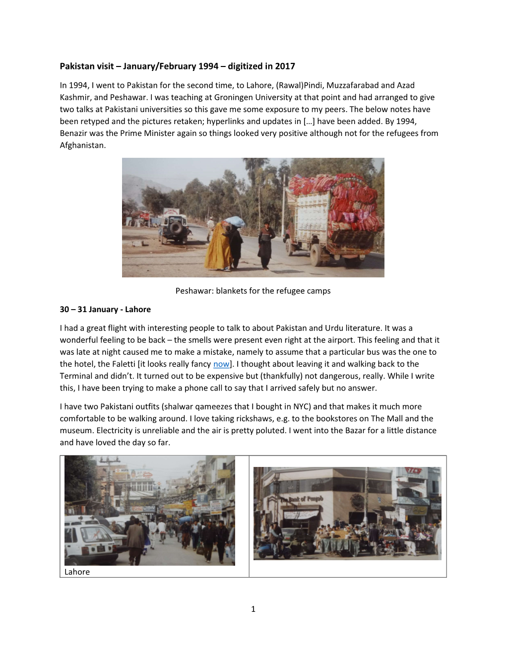Pakistan Visit – January/February 1994 – Digitized in 2017