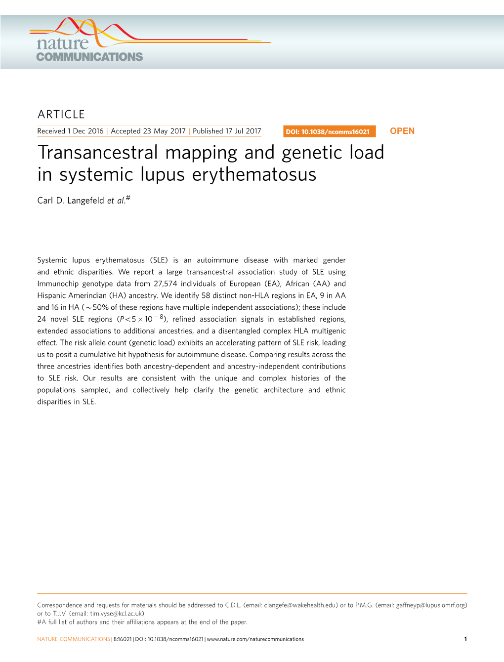 Transancestral Mapping and Genetic Load in Systemic Lupus Erythematosus