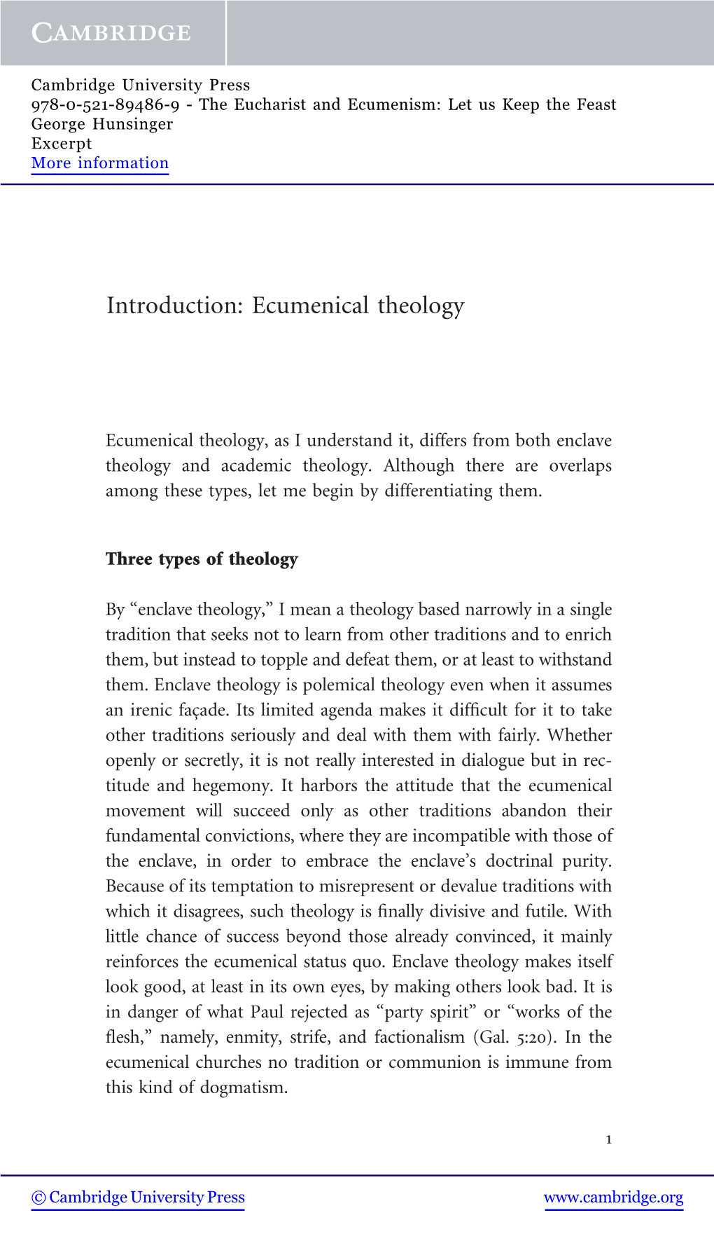 Introduction: Ecumenical Theology