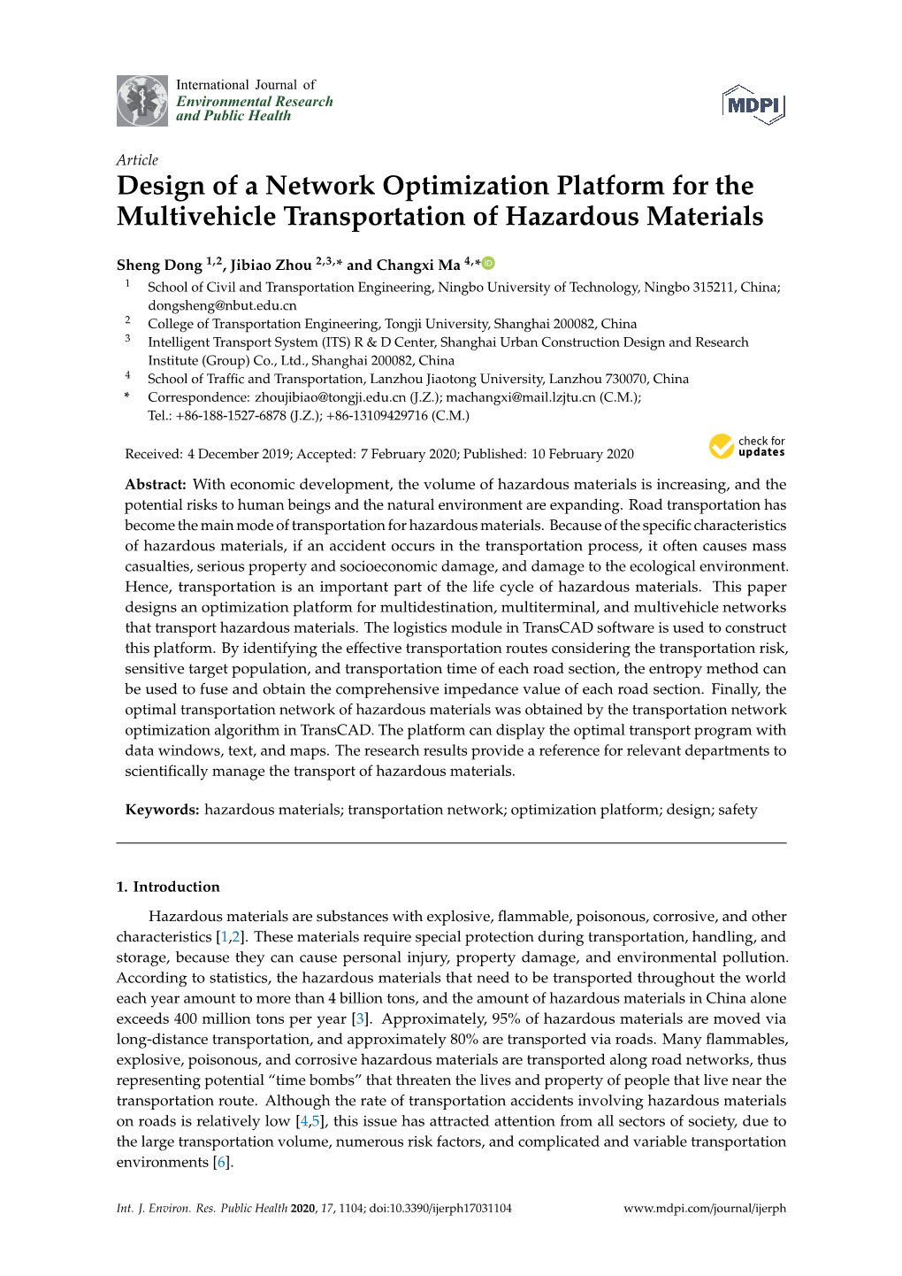 Design of a Network Optimization Platform for the Multivehicle Transportation of Hazardous Materials