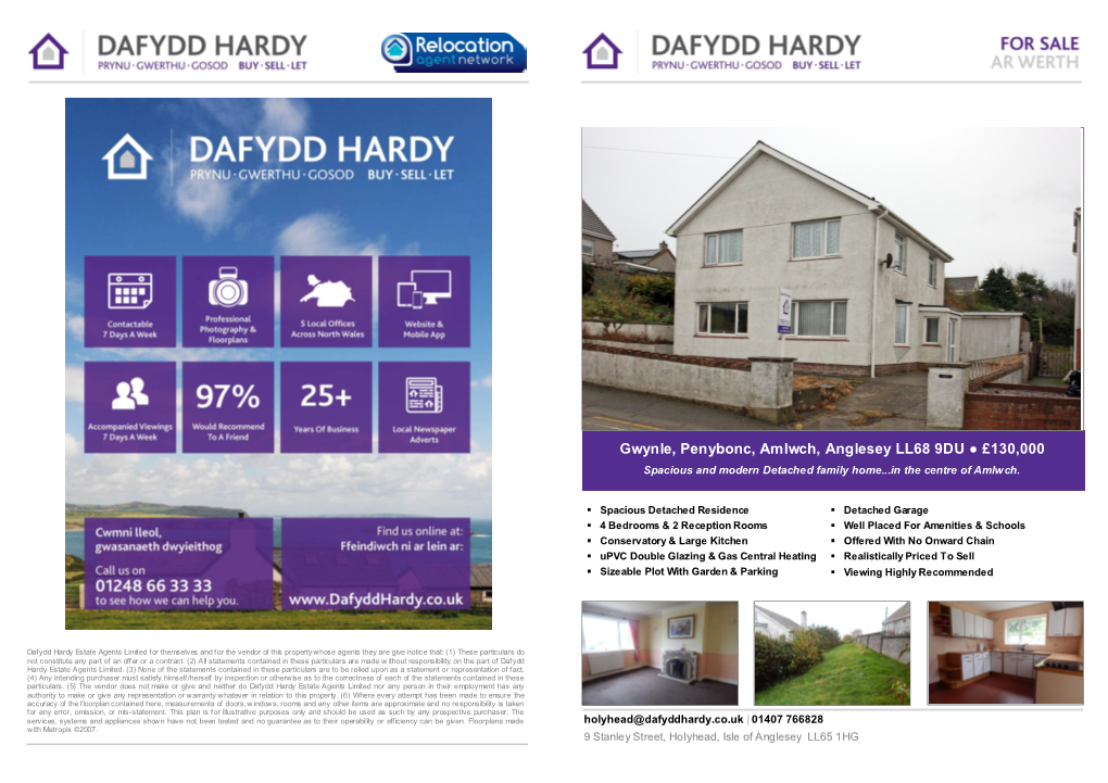 Gwynle, Penybonc, Amlwch, Anglesey LL68 9DU £130,000