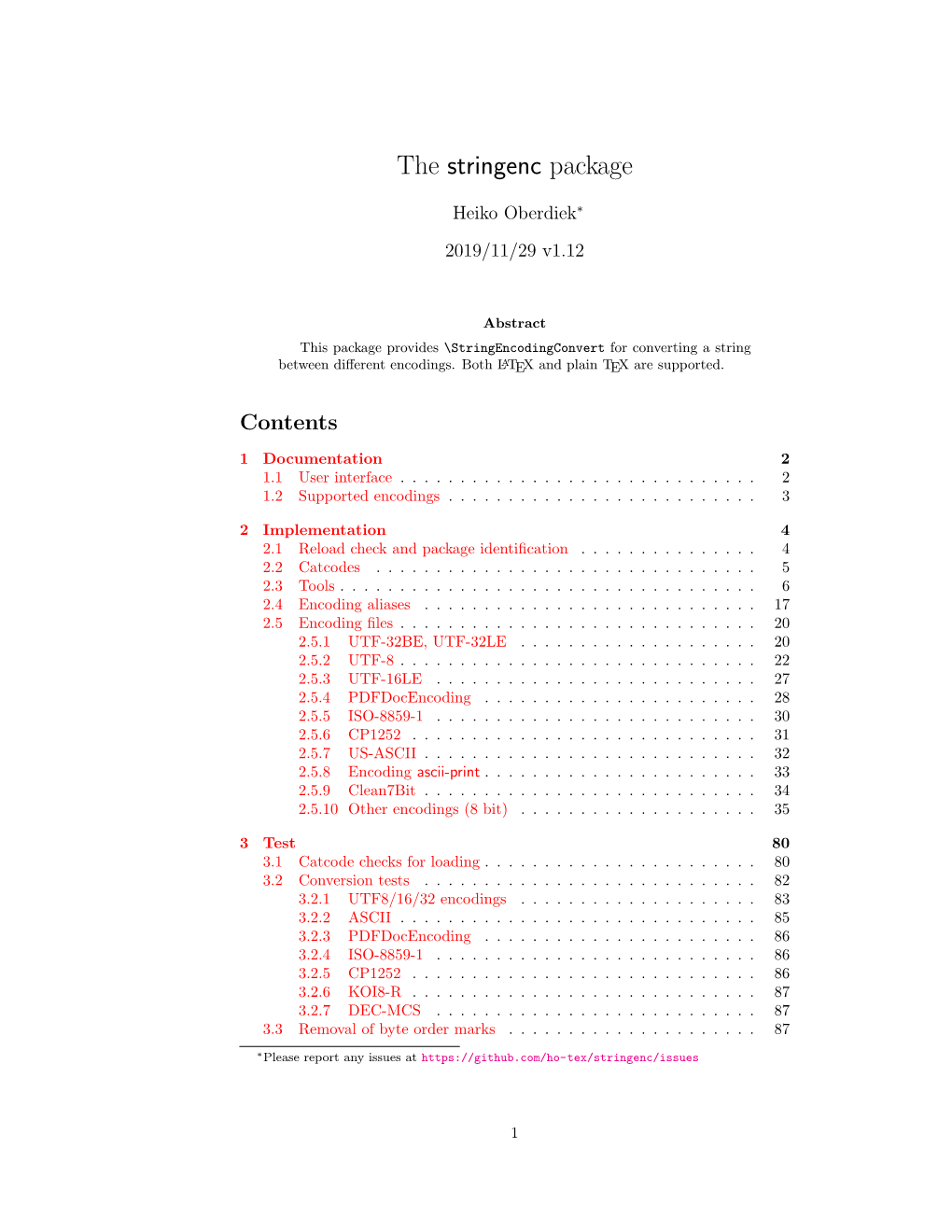 The Stringenc Package