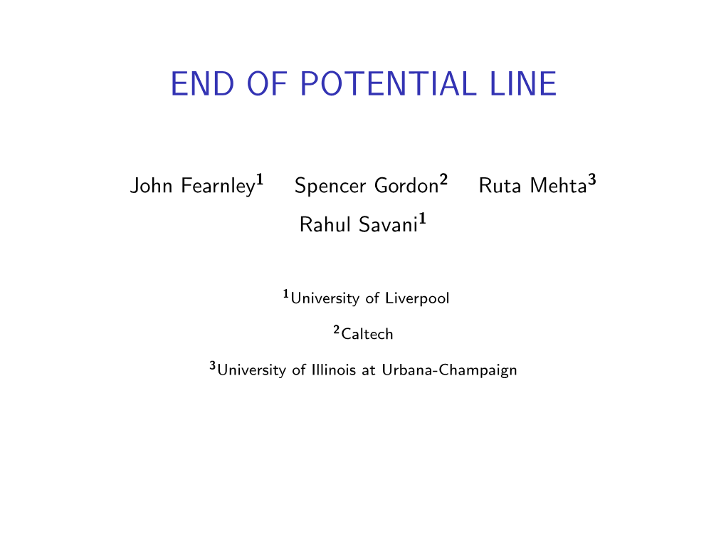 End of Potential Line