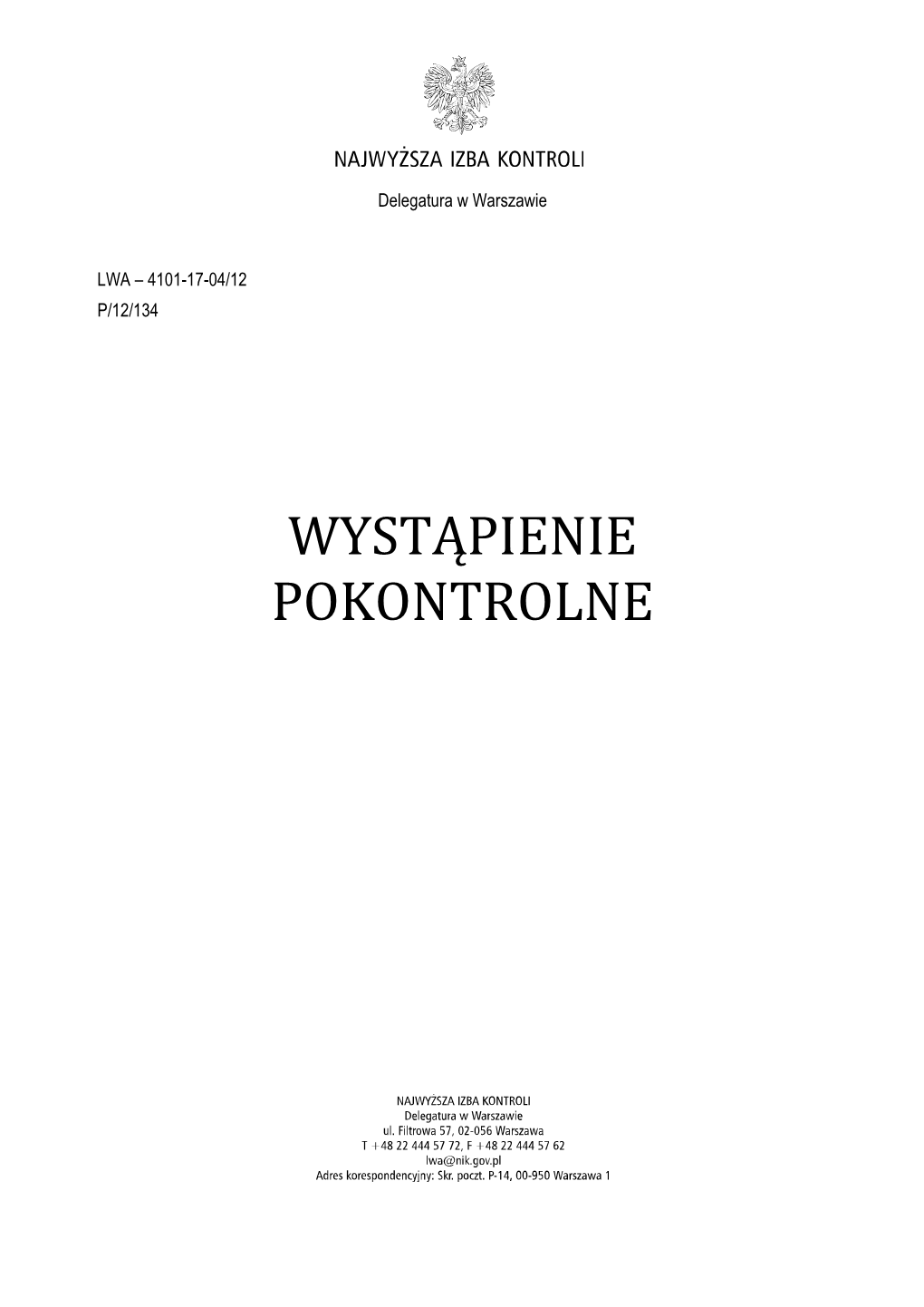 Przykładowy Wzór Wystąpienia Pokontrolnego