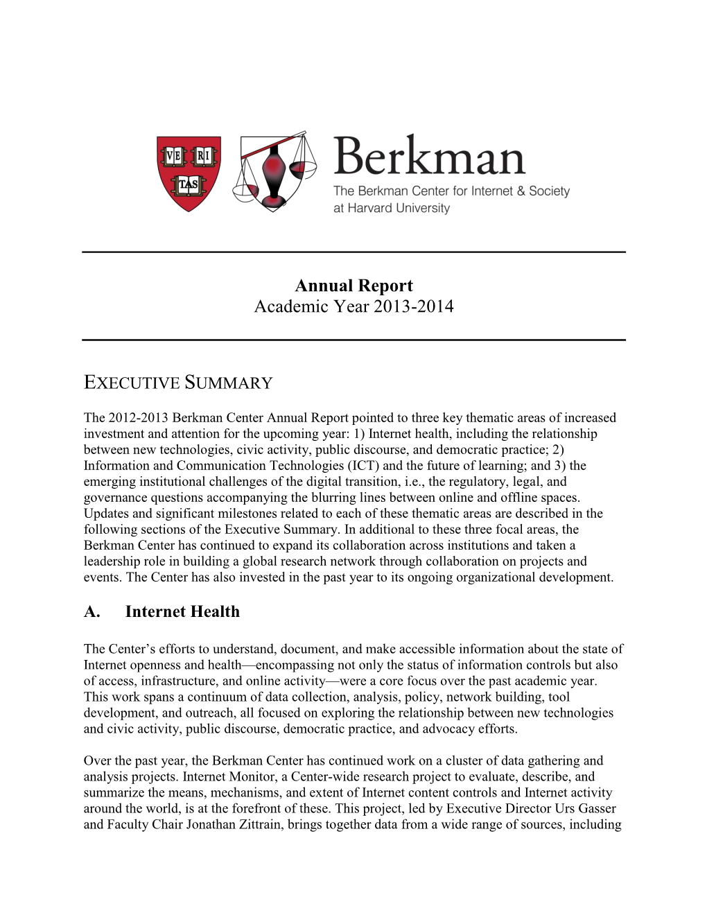Berkman Center Annual Report 2014-2015