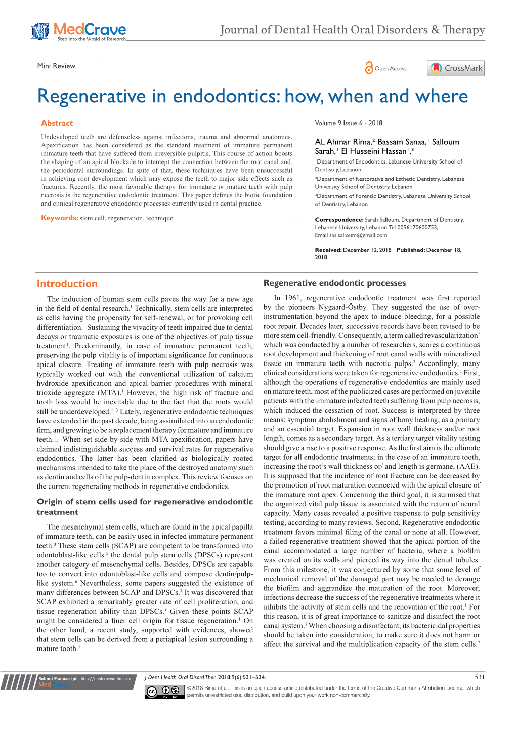 Regenerative in Endodontics: How, When and Where