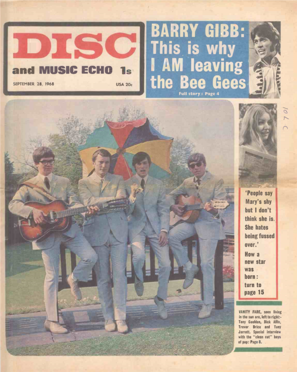 This Is Why and MUSIC Echoisi AM Leaving SEPTEMBER 28, 1968 USA 20C the Bee Gees Full Story : Page 4