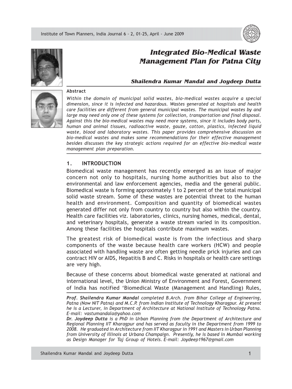 Integrated Bio-Medical Waste Management Plan for Patna City