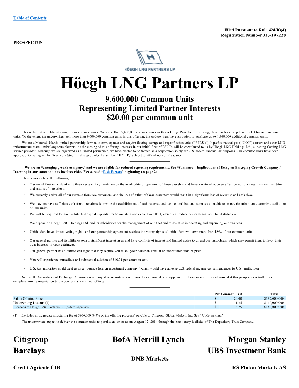 Höegh LNG Partners LP