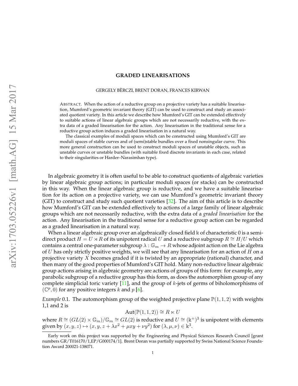 Arxiv:1703.05226V1 [Math.AG] 15 Mar 2017 of ( Sagae Iersto Nantrlway