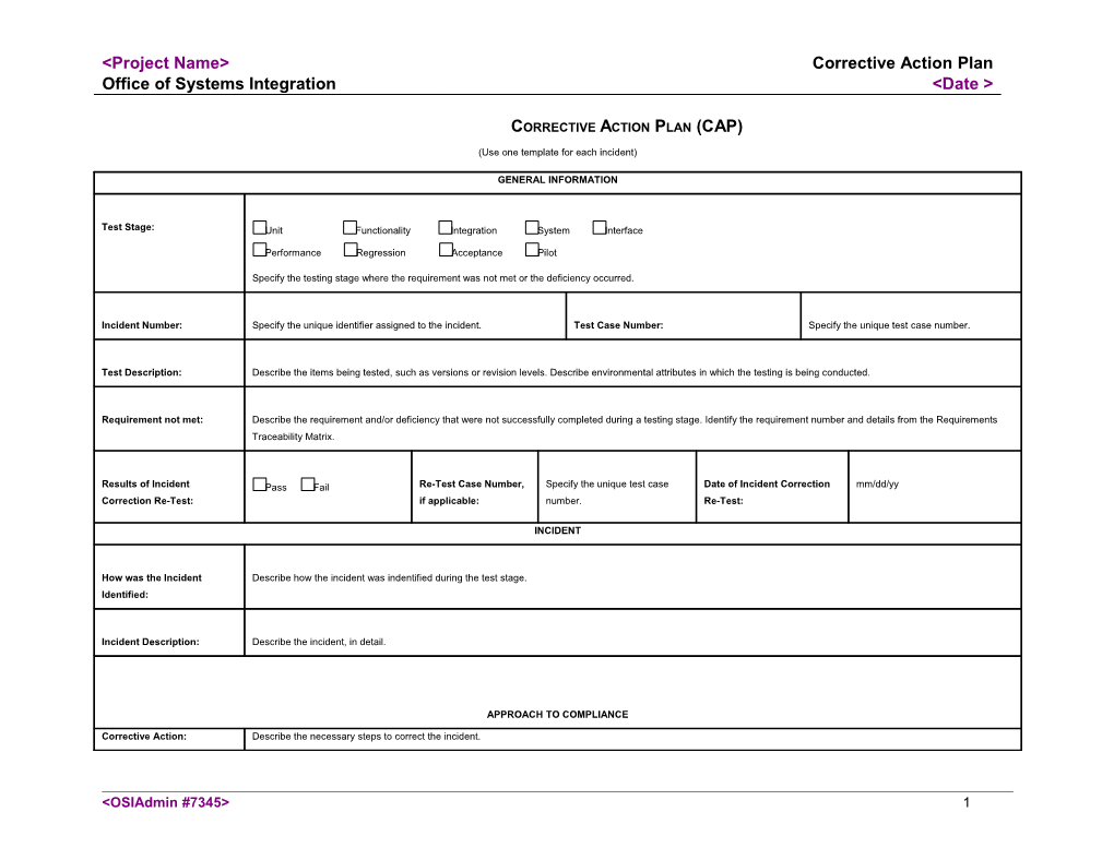 Corrective Action Plan (Cap)