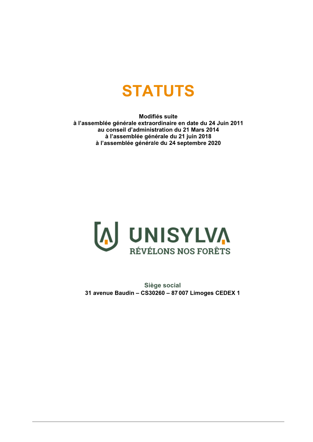 Statuts Finalisés UNISYLVA