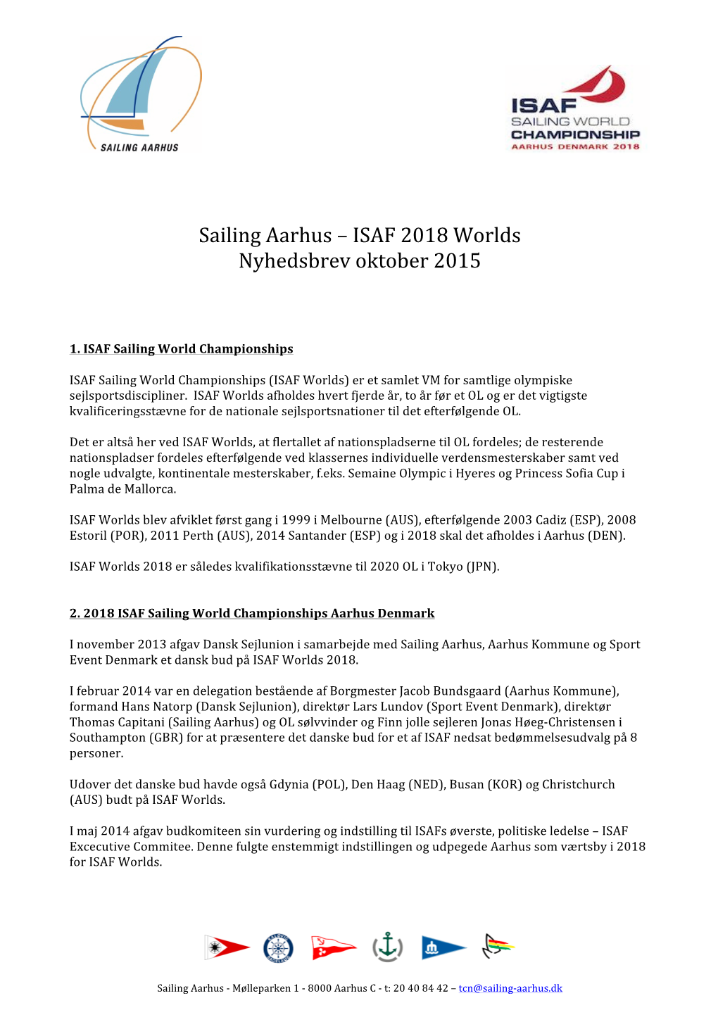 ISAF Worlds Nyhedsbrev Oktober 2015