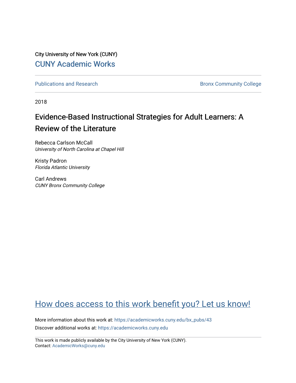 Evidence-Based Instructional Strategies for Adult Learners: a Review of the Literature