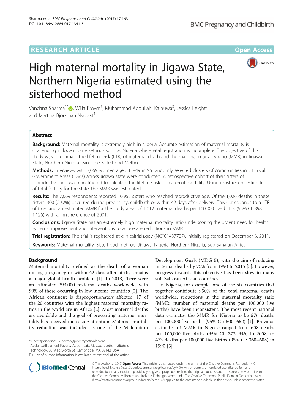 High Maternal Mortality in Jigawa State, Northern Nigeria Estimated