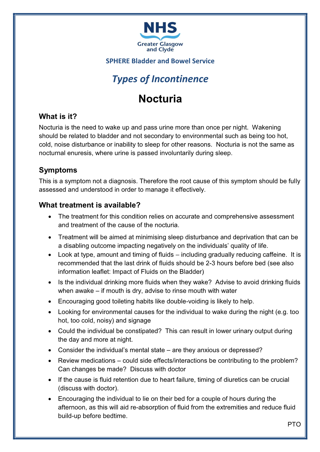 Types of Incontinence Nocturia