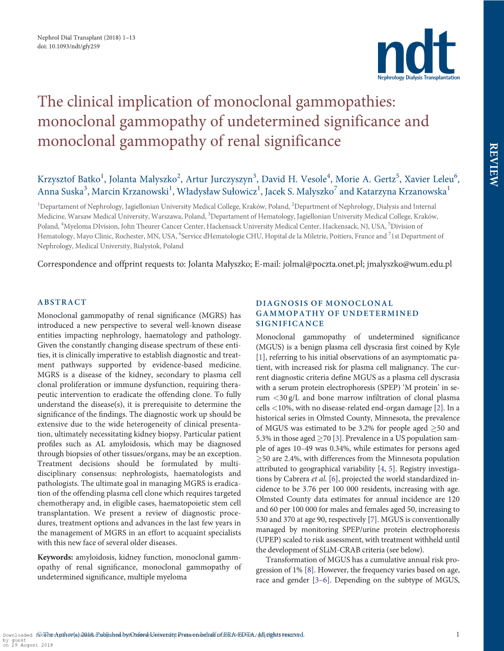 Monoclonal Gammopathy of Undetermined Significance And