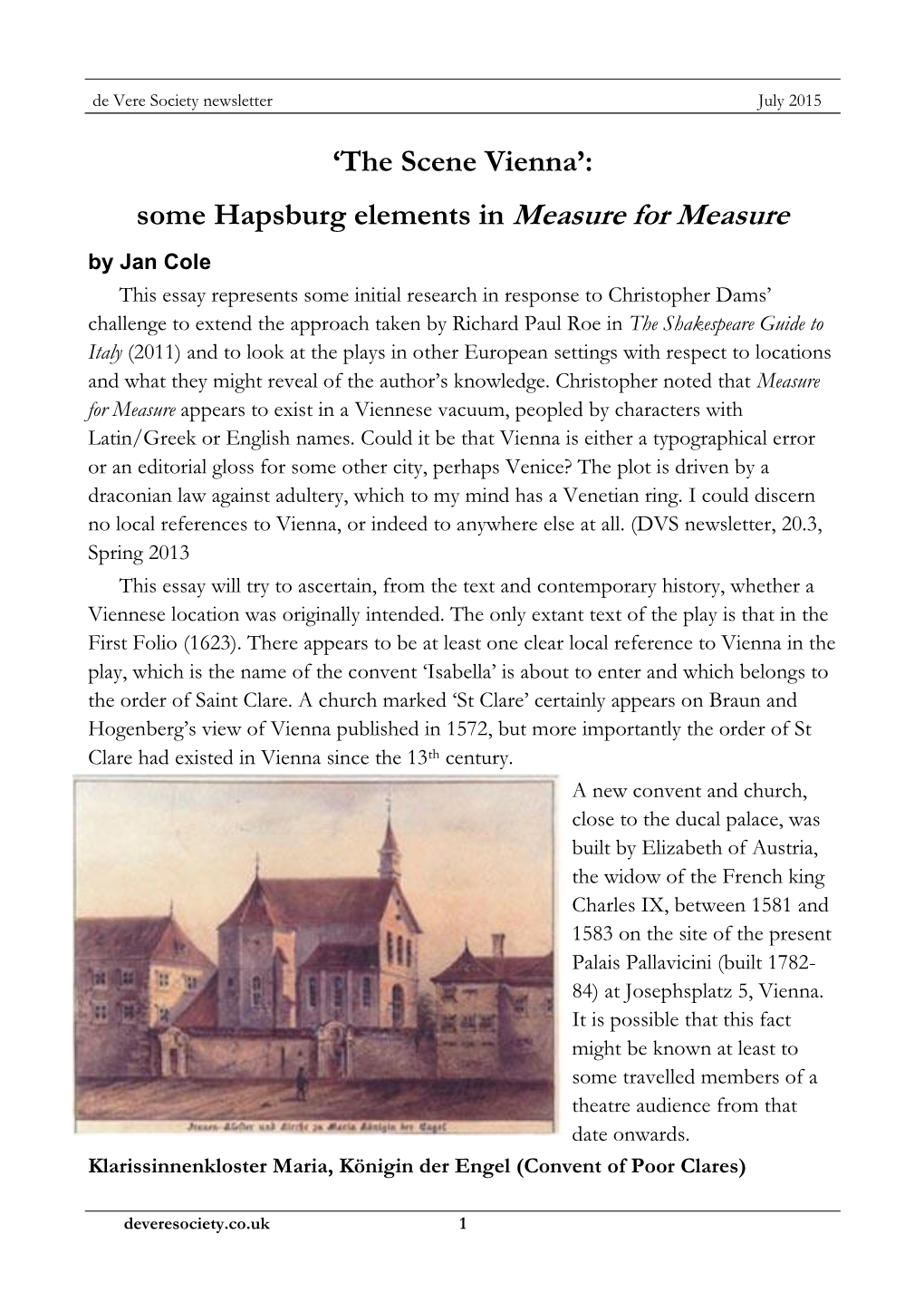 'The Scene Vienna': Some Hapsburg Elements in Measure for Measure