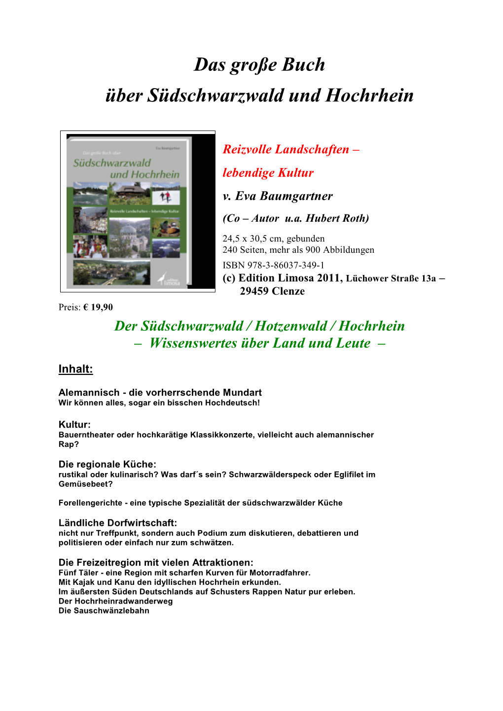 Das Große Buch Über Südschwarzwald Und Hochrhein