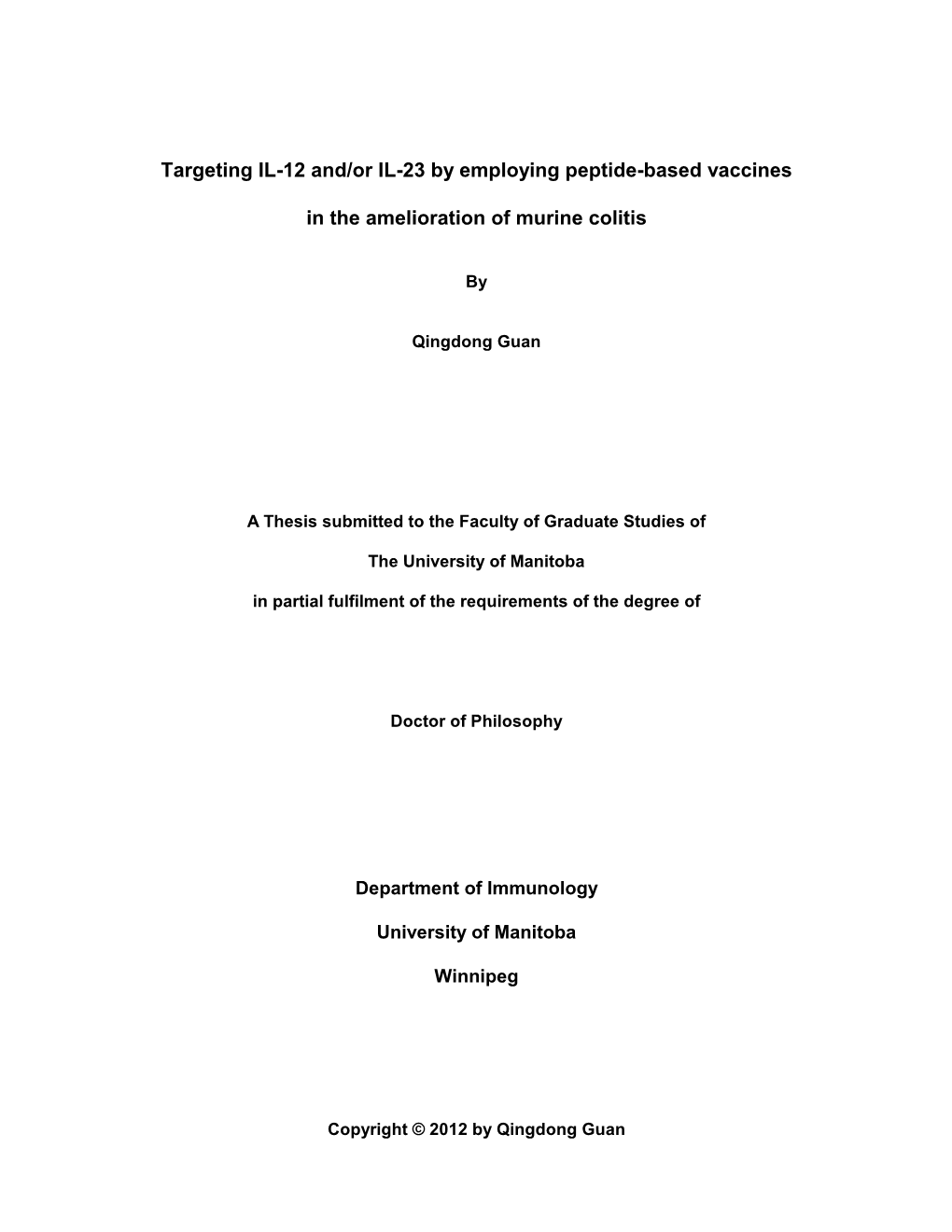 Targeting IL-12 And/Or IL-23 by Employing Peptide-Based Vaccines