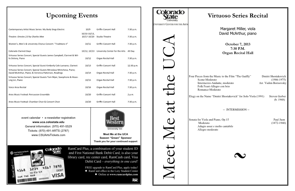 Upcoming Events Virtuoso Series Recital