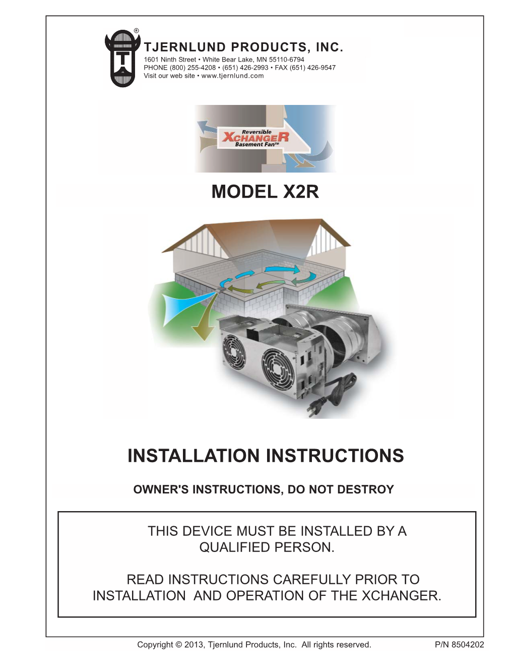 8504202 X2R Xchanger Basement Fan.Qxp