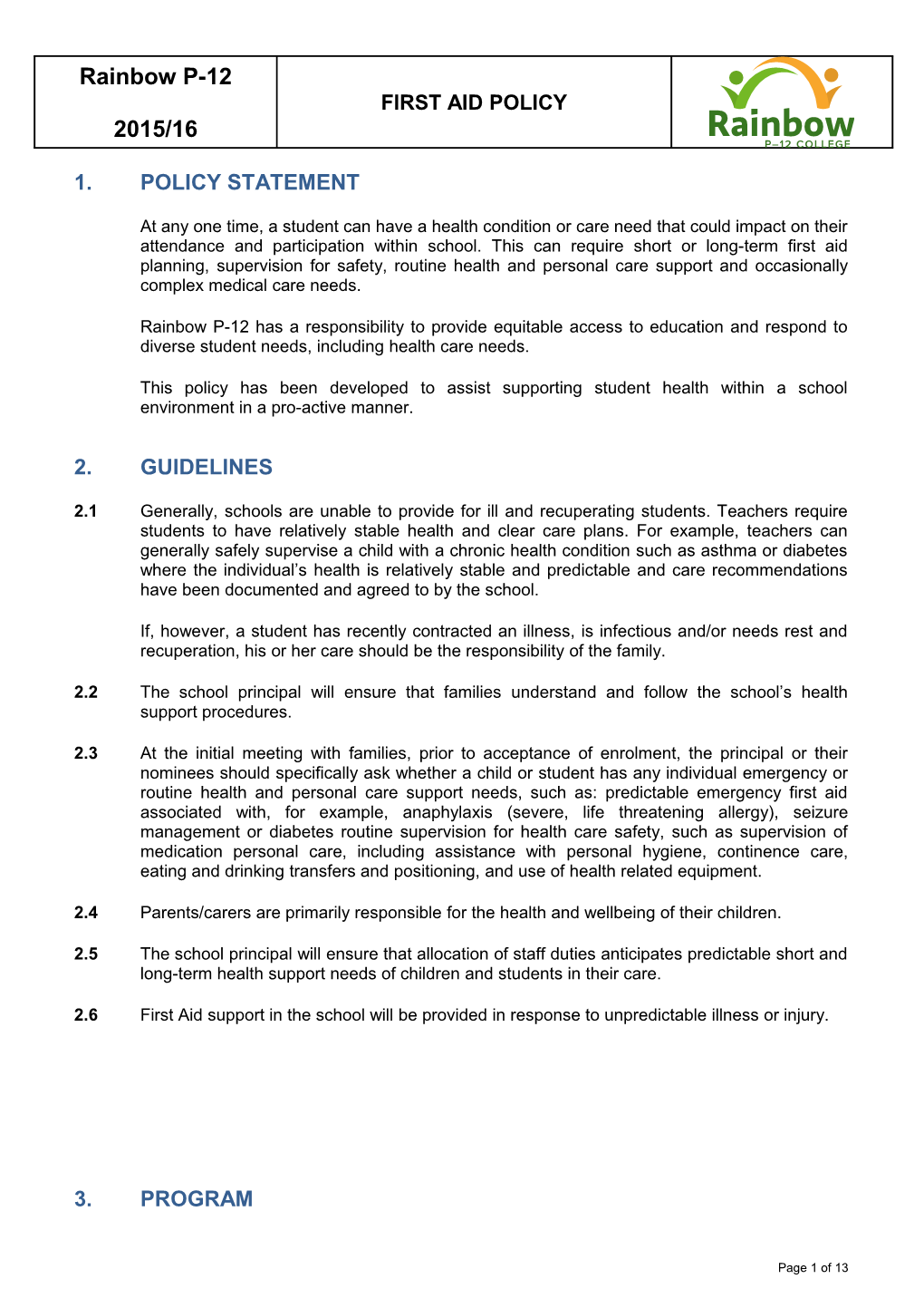 1. Policy Statement s1