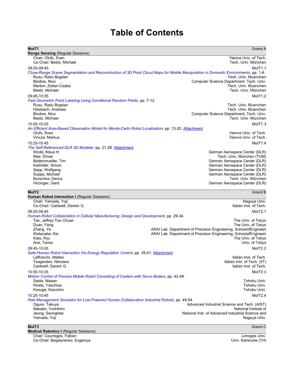 IEEE/RSJ IROS 2009 Conference Proceedings