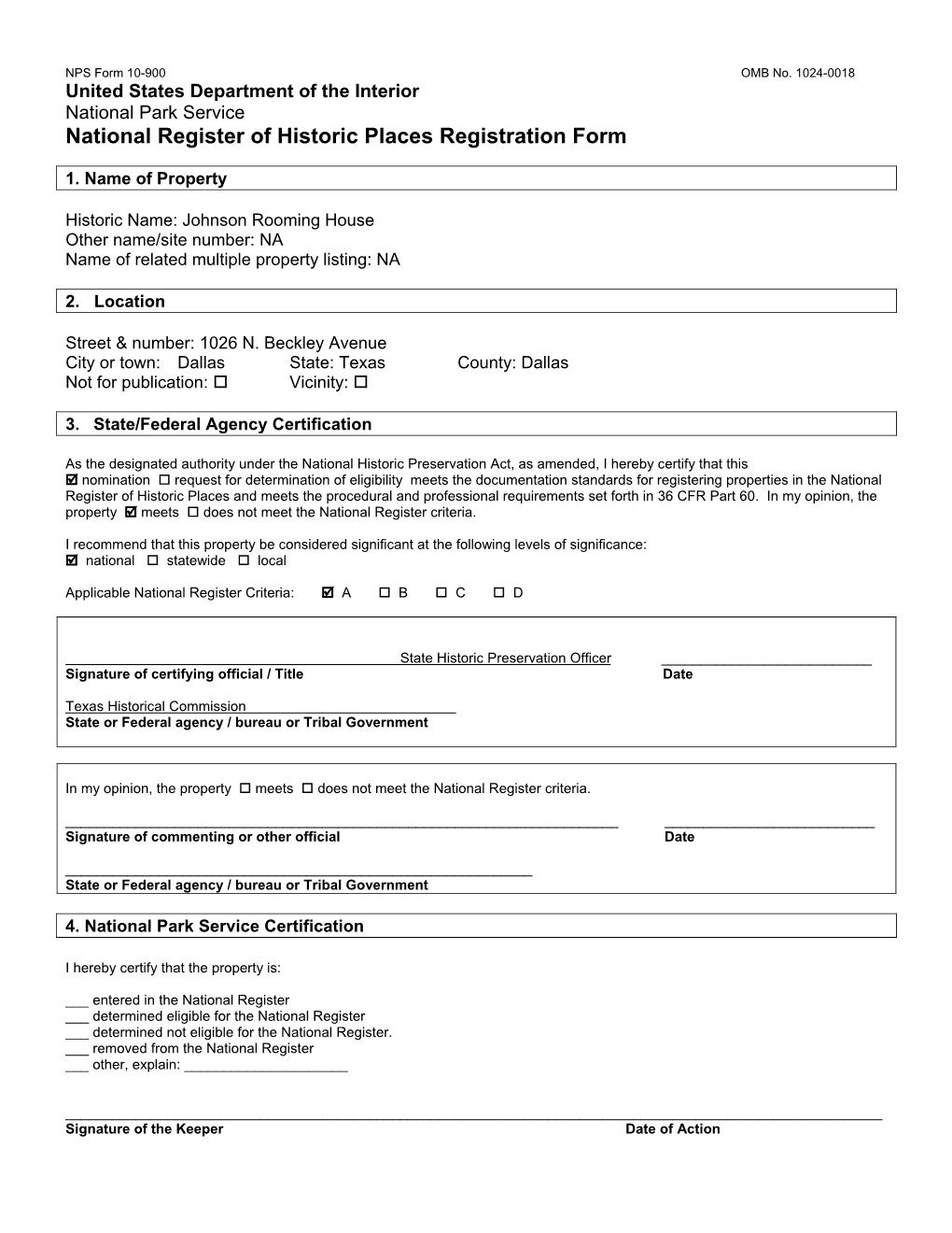 National Register of Historic Places Registration Form