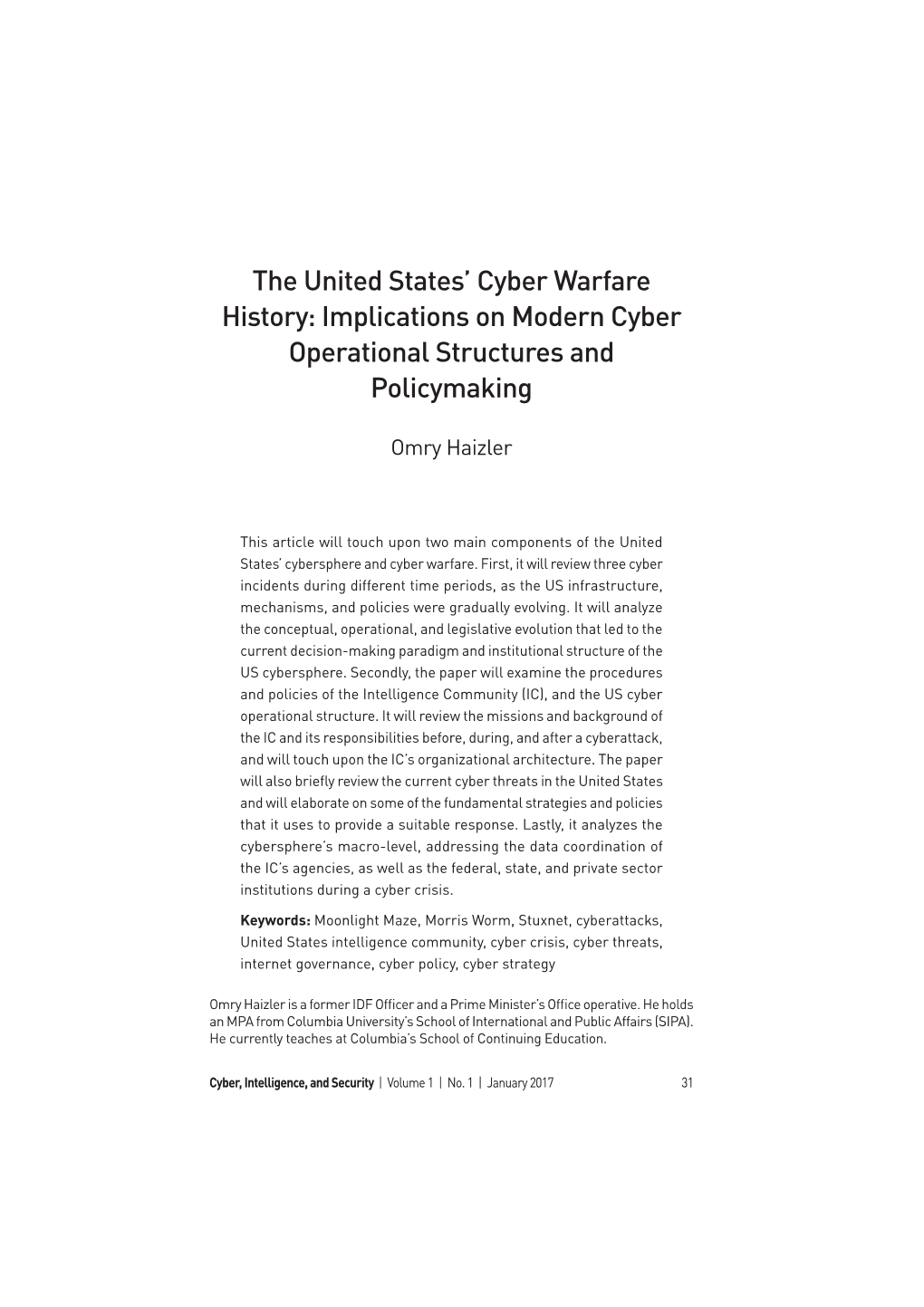 The United States' Cyber Warfare History