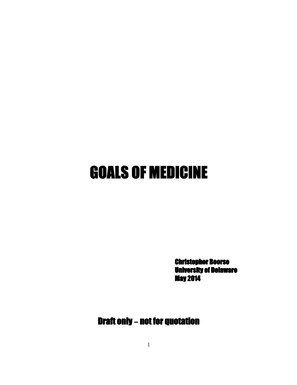 Goals of Medicine