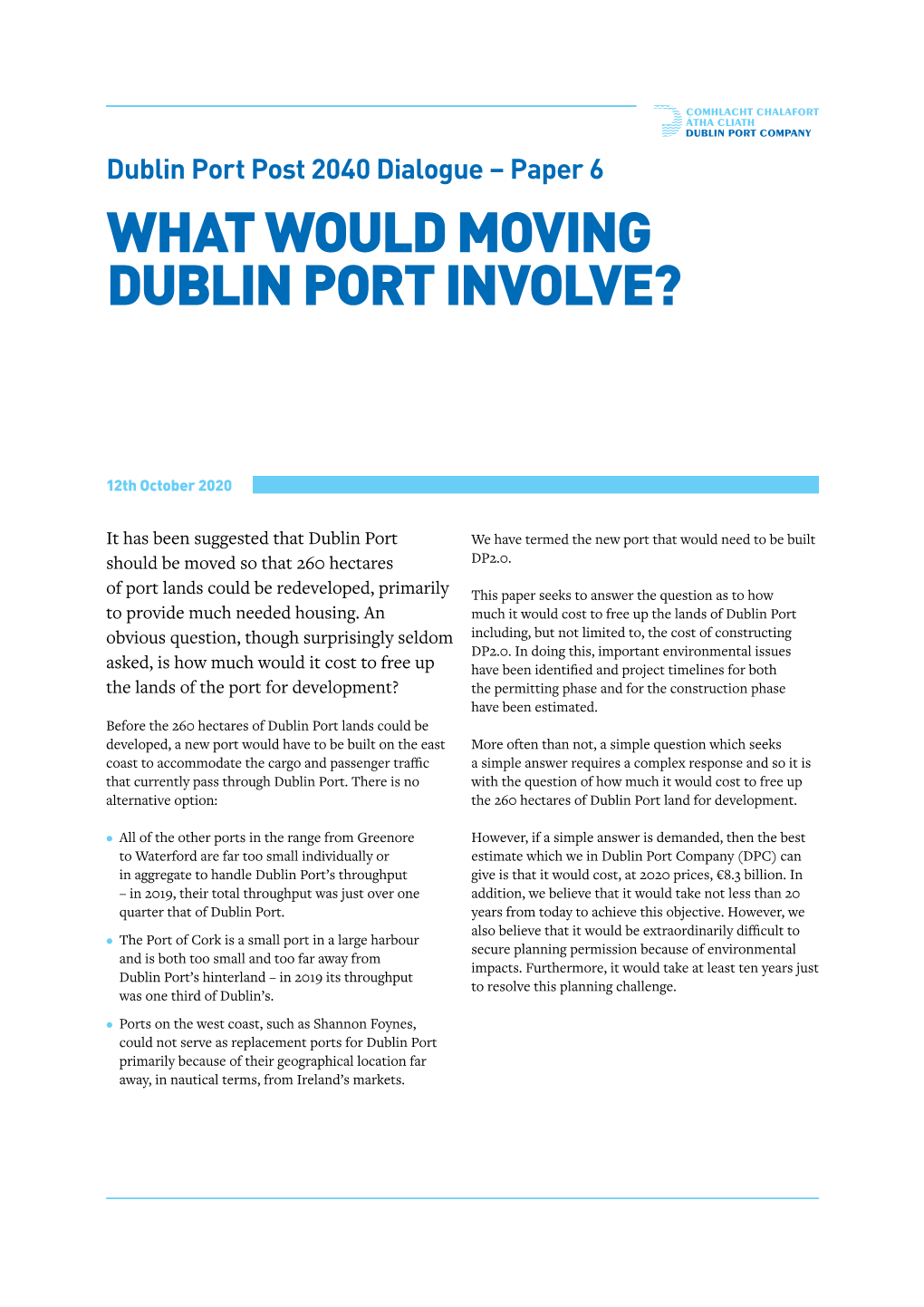 Paper 6 – What Would Moving Dublin Port Involve? 2