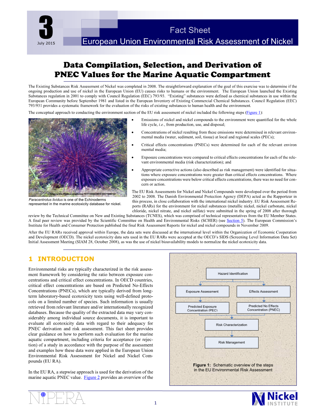 Fact Sheet 3: Data Compilation of PNEC Values for Marine Waters