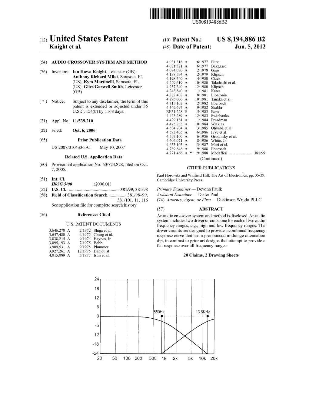 (12) United States Patent (10) Patent No.: US 8,194,886 B2 Knight Et Al