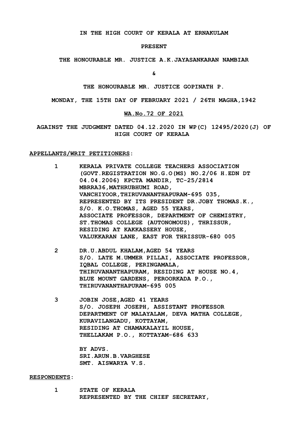 PG Weightage Court Order Dtd 16.02.2021