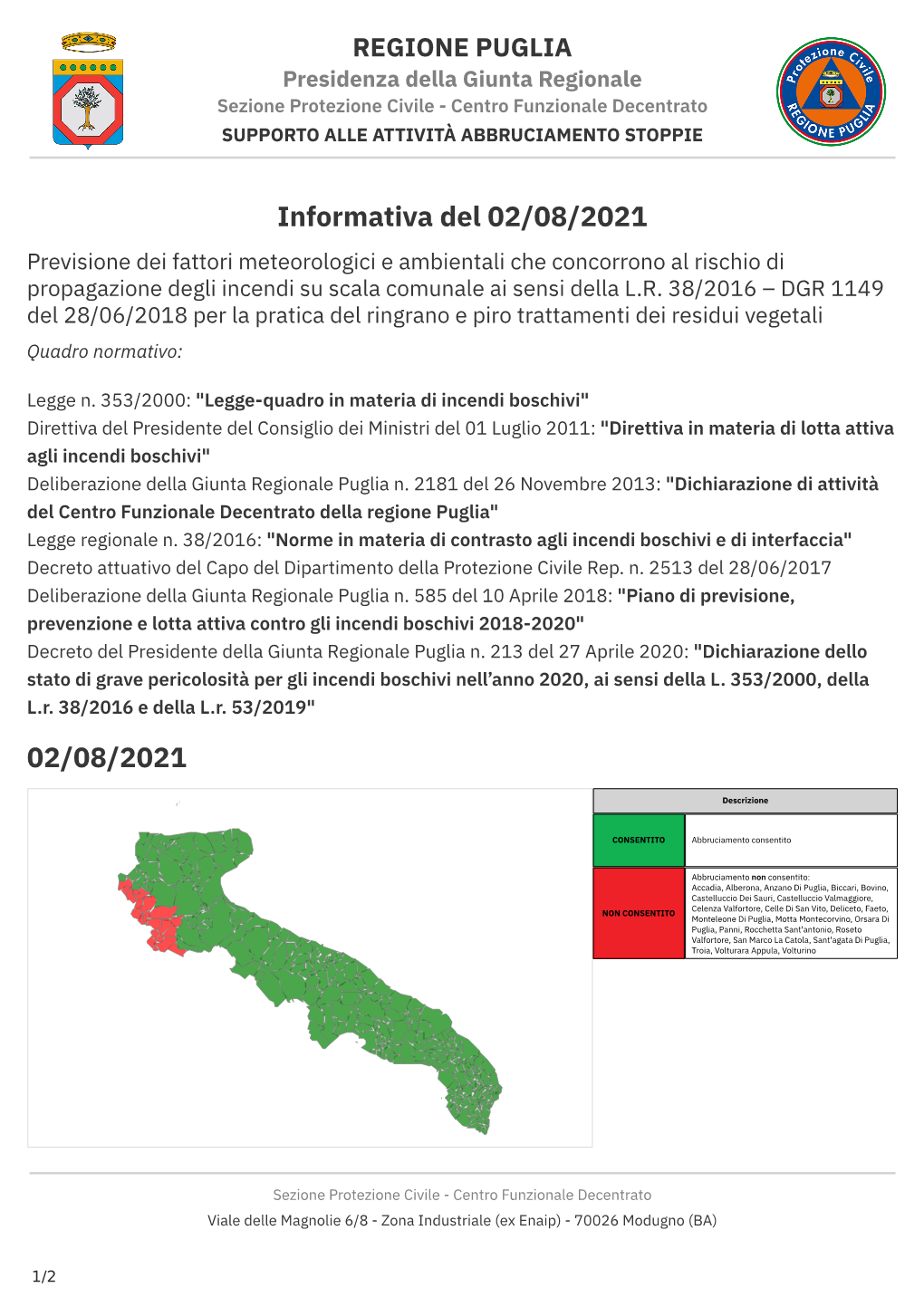 Informativa Del 02/08/2021 02/08/2021