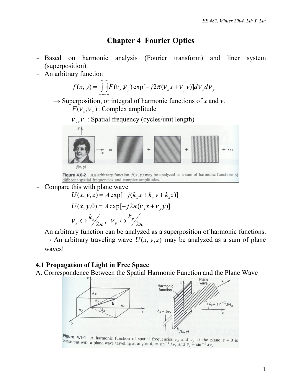 Chapter 4 Fourier Optics