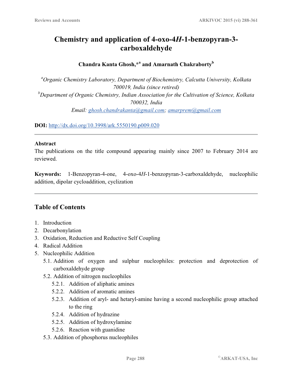 Chemistry and Application of 4-Oxo-4H-1-Benzopyran-3- Carboxaldehyde