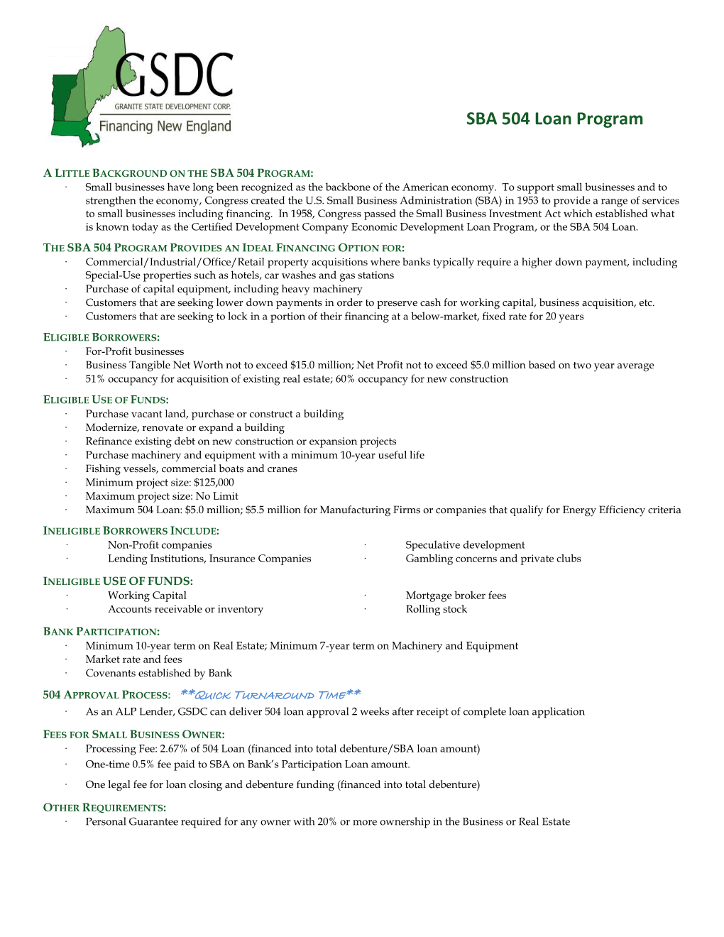 SBA 504 Loan Program