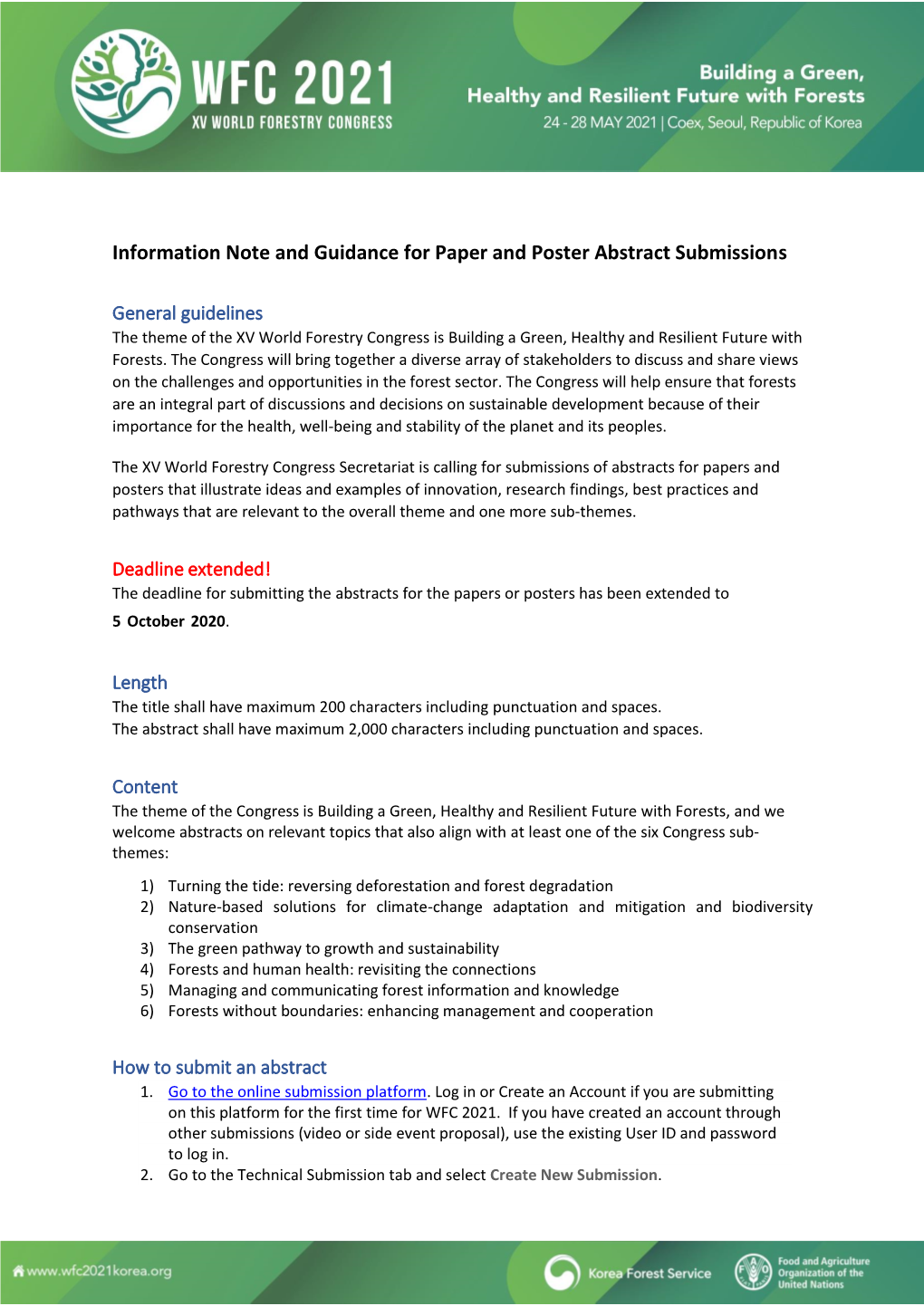 Information Note and Guidance for Paper and Poster Abstract Submissions