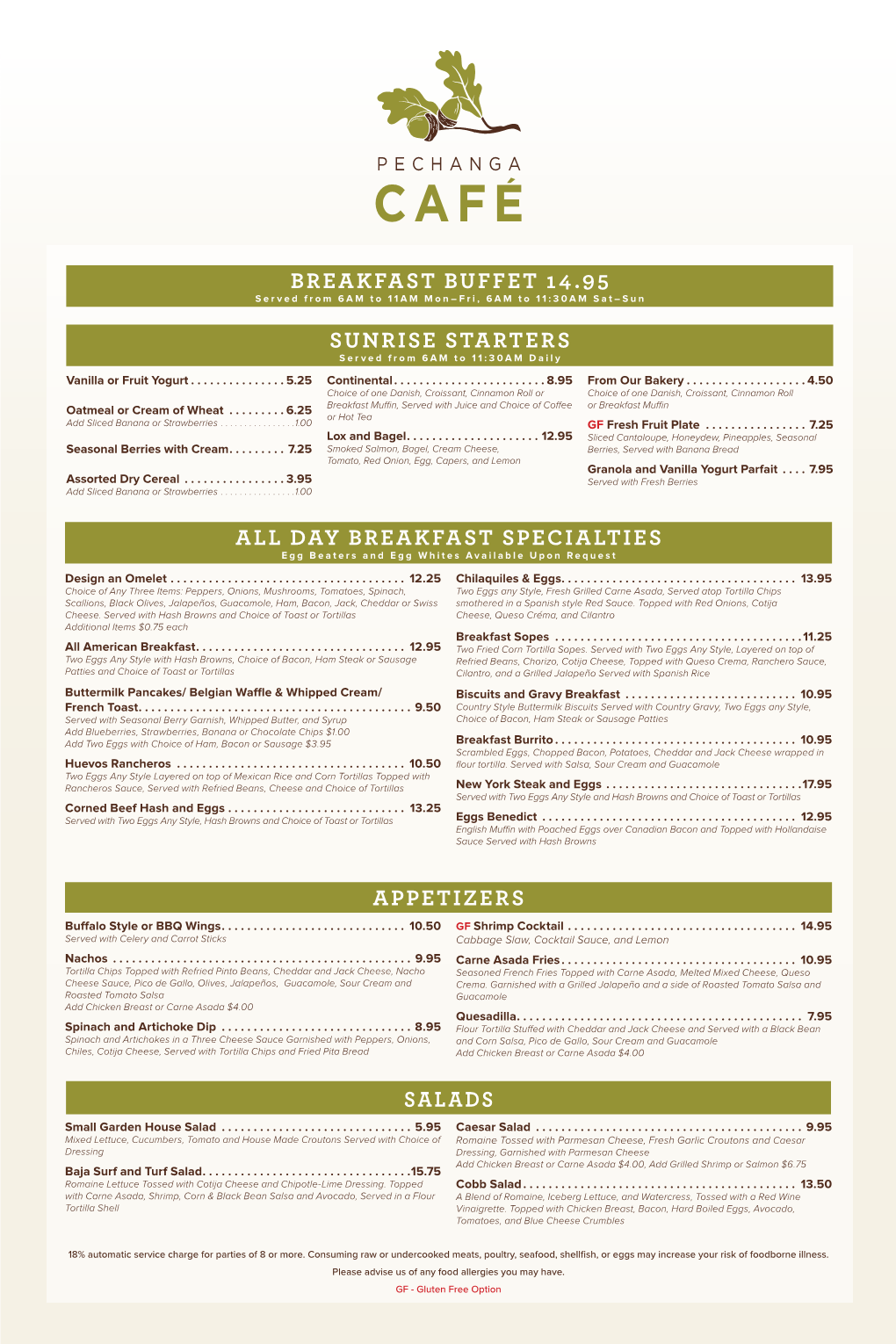 Sunrise Starters All Day Breakfast Specialties