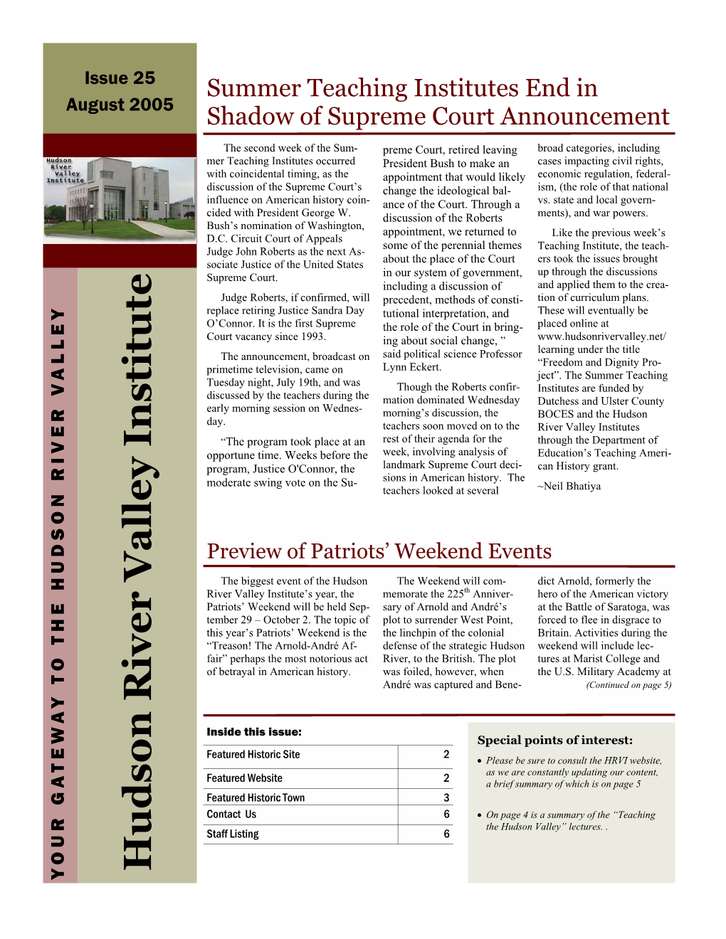 August 2005 Shadow of Supreme Court Announcement